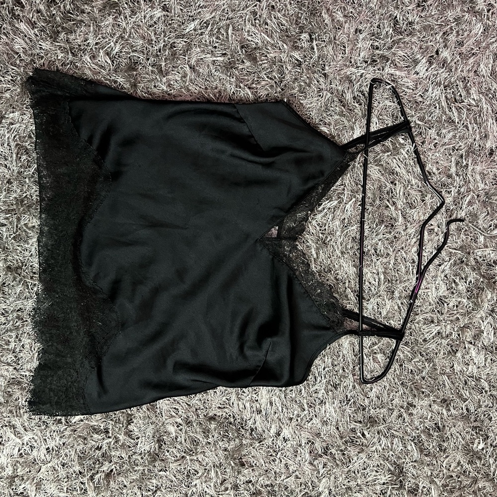 Victoria's Secret Black Satin Lace Cami